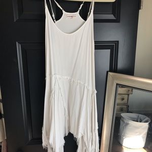 White high low fringe dress